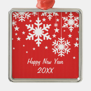 Ornement En Métal Snowflakes et Stars Premium Ornement, Rouge