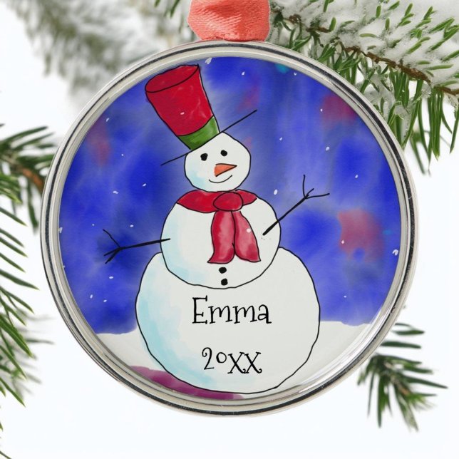 Ornement En Métal Snowman de Noël personnalisé (Créateur téléchargé)