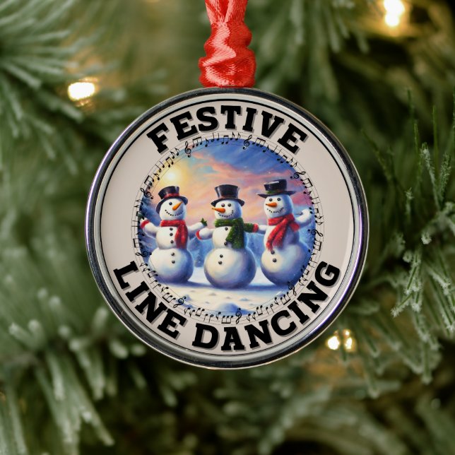 Ornement En Métal Snowmen Festif Line Dancing (Arbre)