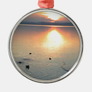 Ornement En Métal Sonnenuntergang am Voir mit Enten