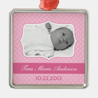 Ornement En Métal Souvenir rose de photo de bébé