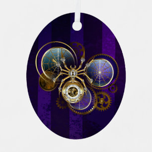 Ornement En Métal Spider Steampunk sur Arrière - plan pourpre