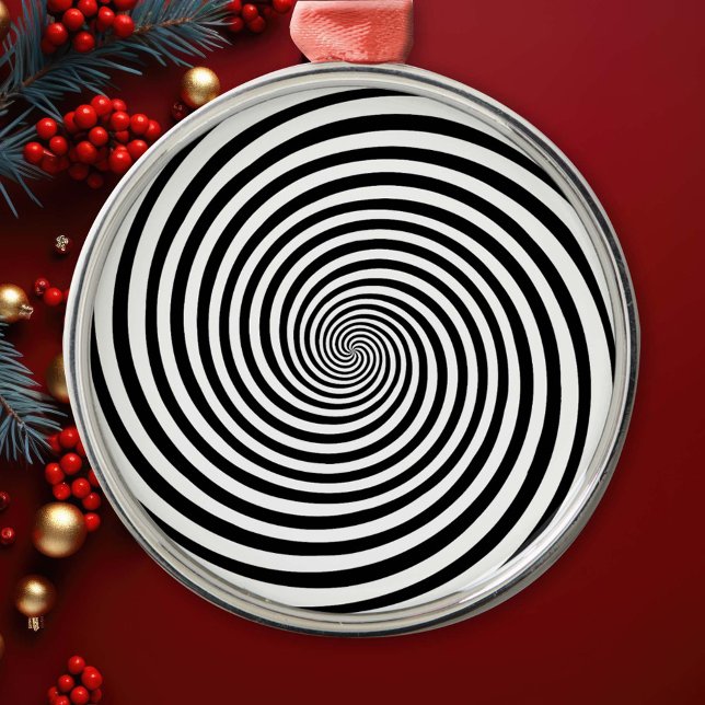Ornement En Métal Spirale d'hypnose (Dive into this mesmerizing black and white Hypnosis spiral ornament, the perfect mind bender!)