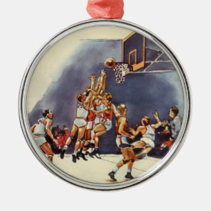 Ornement En Métal Sports vintages Basketball, Joueurs dans un jeu