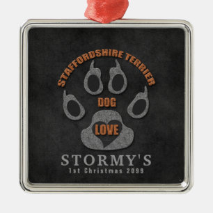 Ornement En Métal Staffordshire Terrier Dog Breed Christmas