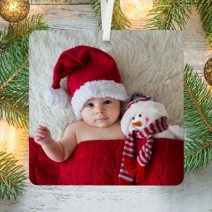 Ornement En Métal Statistiques de naissance de Noël photo bébé