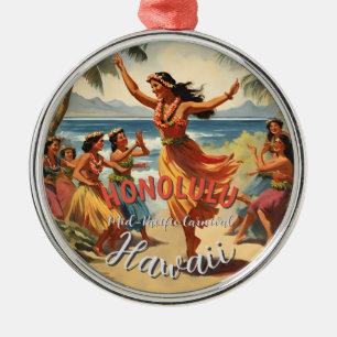 Ornement En Métal Style vintage Hawaiian Travel Honolulu Mid-Pacific