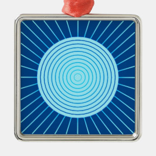 Ornement En Métal Sunburst géométrique moderne - Bleu de Cobalt et A
