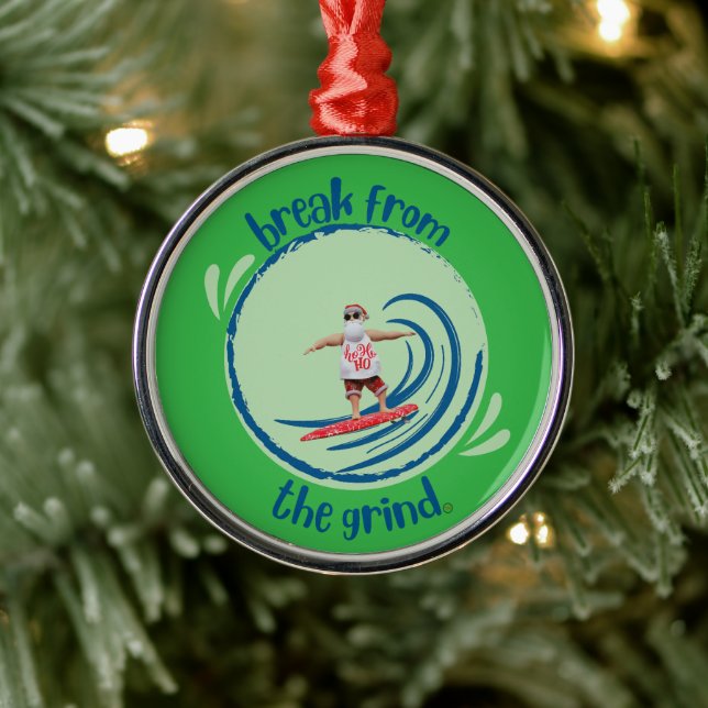 Ornement En Métal Surf Père Noël BFTG Ornament (Arbre)
