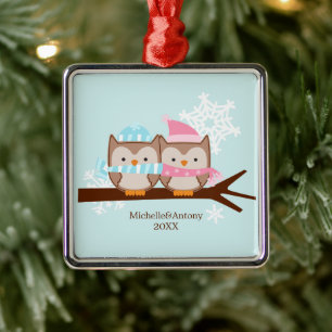 Ornement En Métal Sweet Owl Couple