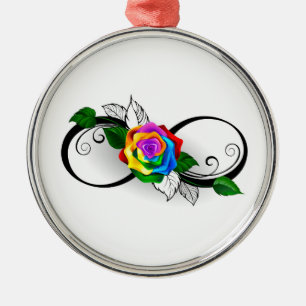 Ornement En Métal Symbole d'infini avec Rose arc-en-ciel