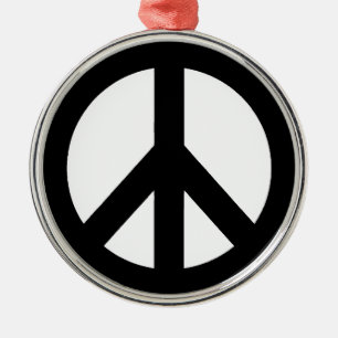 ORNEMENT EN MÉTAL SYMBOLE SYMBOLE DE LA PAIX BLANC NOIR