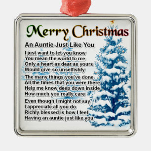 Ornement En Métal Tante Poem Christmas Design
