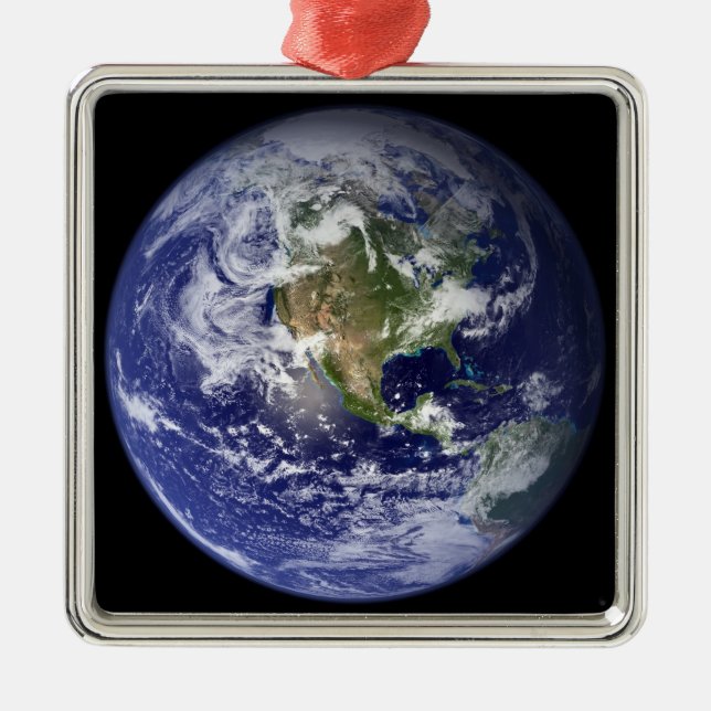 Ornement En Métal Terre montrant l'hémisphère occidental (Devant)