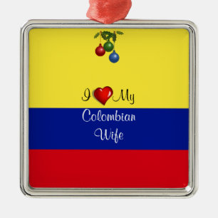Ornement En Métal Texte de script : "J'aime ma femme colombienne