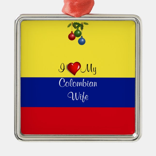Ornement En Métal Texte de script : "J'aime ma femme colombienne (Devant)