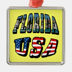 Ornement En Métal Texte du drapeau de l'État de Floride et des États