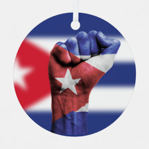 Ornement En Métal Texte personnalisé Cuba Drapeau