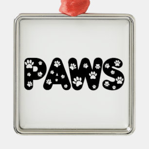 Ornement En Métal Texte personnalisé des pattes de chien