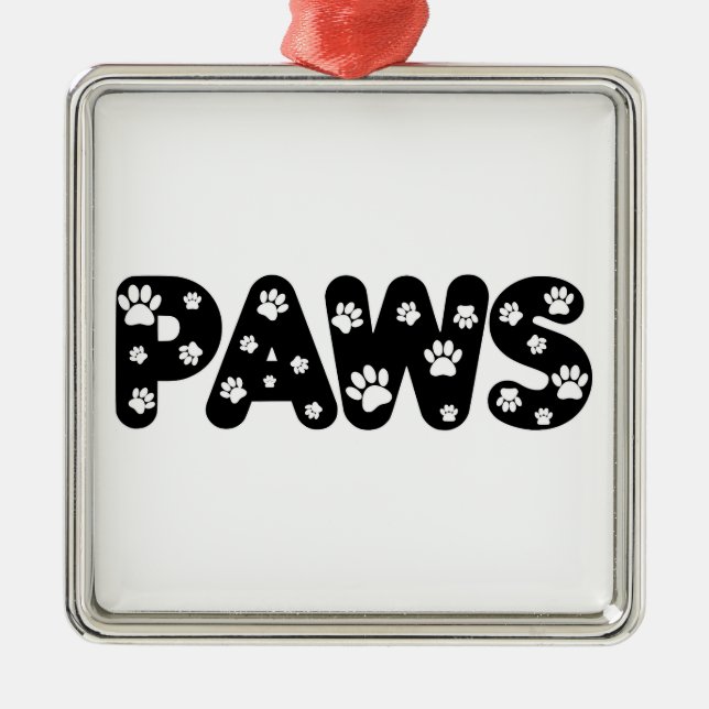 Ornement En Métal Texte personnalisé des pattes de chien (Devant)