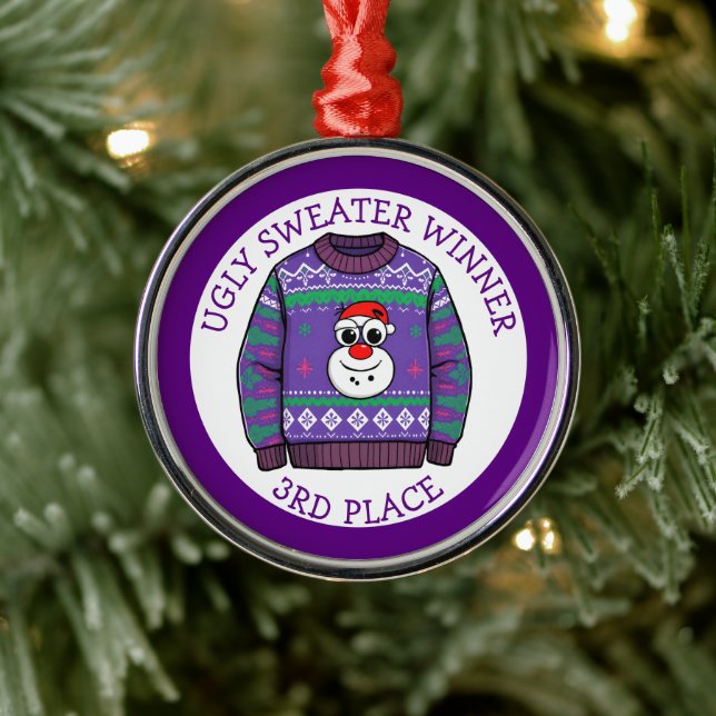 Ornement En Métal Third Place Ugly Sweater Winner Christmas (Arbre)