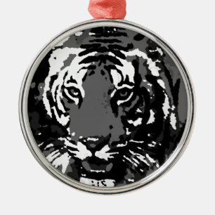 Ornement En Métal Tigre noir blanc Pop Art