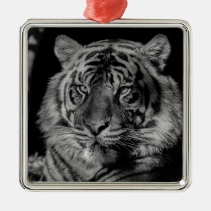 Ornement En Métal Tigre noir et blanc