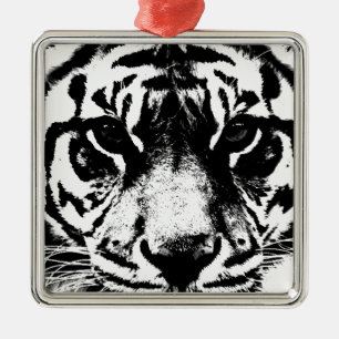 Ornement En Métal Tigre noir et blanc