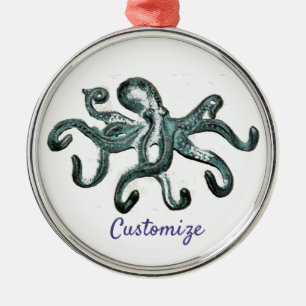 Ornement En Métal Tonnerre octopus bleu