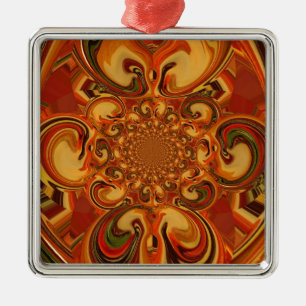 Ornement En Métal Tons Motifs tourbillonnants Orange, Brown, vert