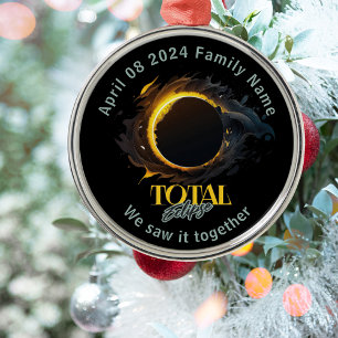 Ornement En Métal Total Solaire Eclipse 2024 Avril 8 Keepsaké cadeau