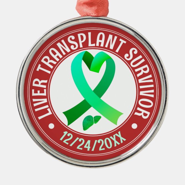 Ornement En Métal Transplant de foie Survivant Green Ribbon Keepsaké (Devant)