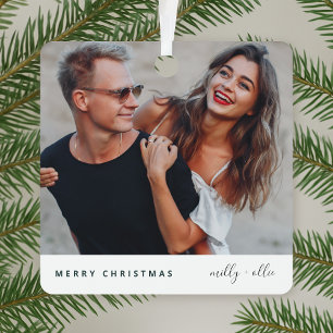 Ornement En Métal Trendy Christmas   Modern Stylish Couple Photo