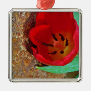 Ornement En Métal Tulipe jaune printemps et rouge