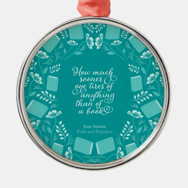 Ornement En Métal Turquoise Floral Pride & Prejudice Bookish Citatio (Devant)