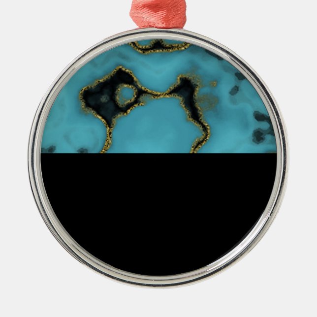 Ornement En Métal Turquoise Pierre or et noir (Devant)