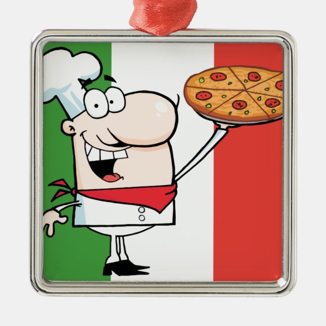 Ornement En Métal Un chef supportent la pizza (Devant)