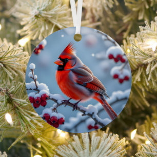 Ornement En Métal Un Joli Cardinal Noël personnalisé