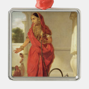 Ornement En Métal Une fille de danse indienne avec un narguilé, 177