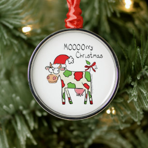 Ornement En Métal Vacances de Noël amusantes pour la vache