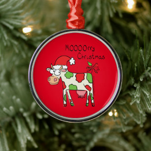 Ornement En Métal Vache Drôle Caricature Noël