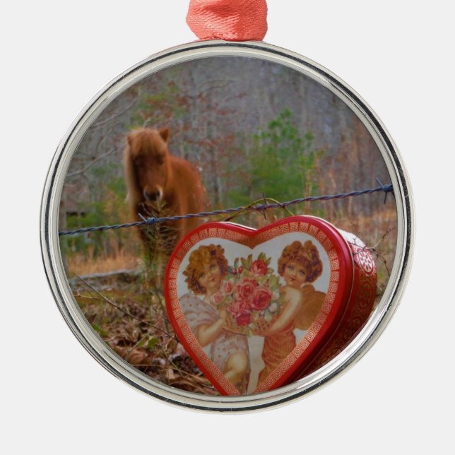Ornement En Métal Valentine Heart Miniature Brown Horse (Devant)