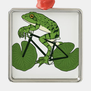 Ornement En Métal Vélo d'équitation de grenouille avec des roues de