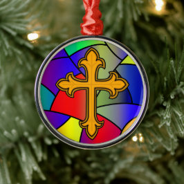 Ornement En Métal Verre et croix de Noël