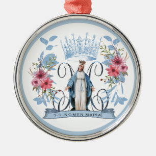 Ornement En Métal Vierge Marie Mère catholique Marie Florale