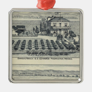 Ornement En Métal Vignoble de rangée de haie, Fresno