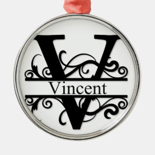 Ornement En Métal Vincent V Monogramme
