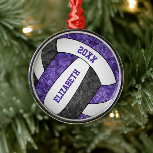 Ornement En Métal violet noir blanc volleyball girly sportive