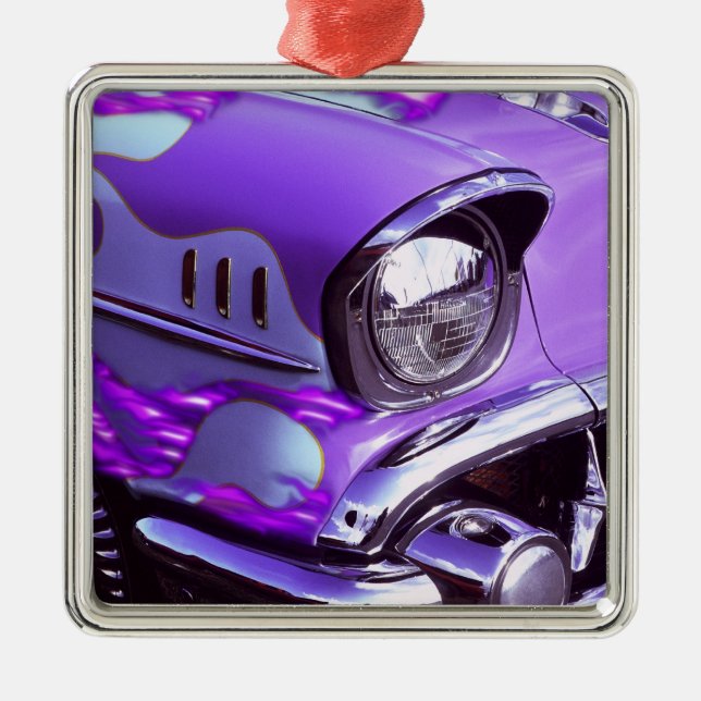 Ornement En Métal Voiture classique : Chevrolet avec capot en flamme (Devant)