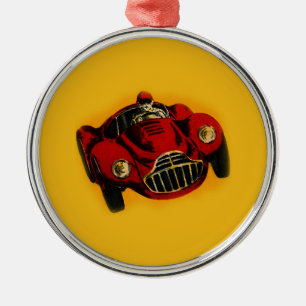 Ornement En Métal Voiture de course automobile jaune rouge